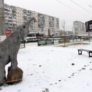 Скульптура Слоника на Аллее Дзержинского. Зима 2014. Новороссийск