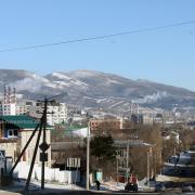 Вид стандарт и заснеженные горы. Зима 2014. Новороссийск