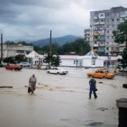 Новороссийск. Наводнение август 2002 года. Напротив гостиницы Бригантина